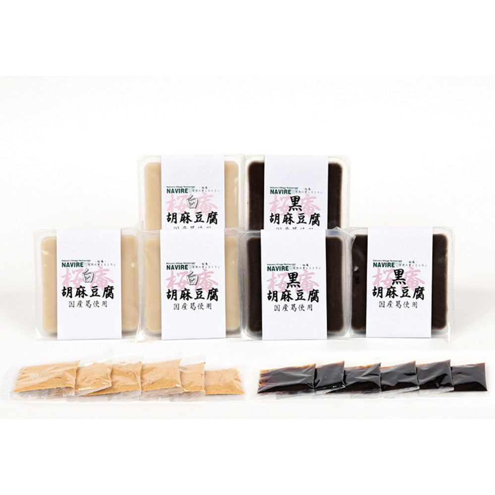 奈良 桜庵 和スイーツ胡麻豆腐 白・黒 各3個 商品画像・盛り付け例