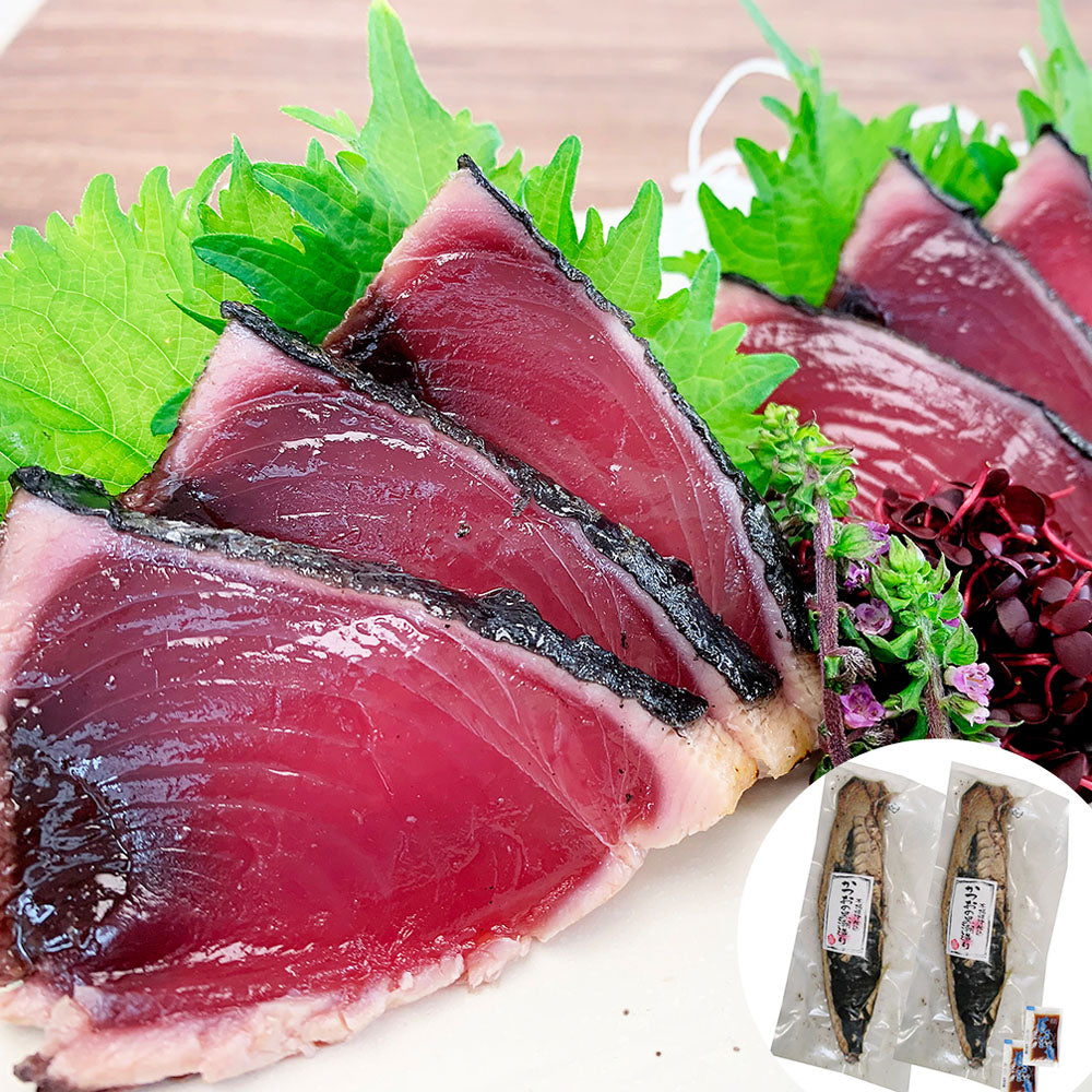静岡 かつおの黒潮たたき 250g×2・たれ付き 商品画像・盛り付け例