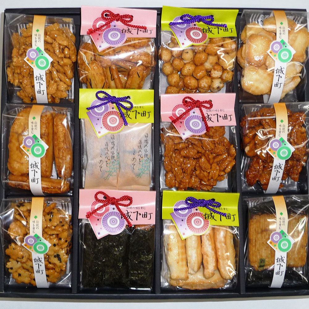 埼玉 七越製菓 城下町 おかき12袋 商品画像・盛り付け例